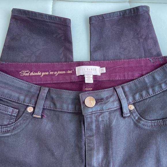 NWOT Ted Baker London Anna wax-finished skinny jeans size 28 / color purple - Picture 7 of 12